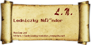 Ledniczky Nándor névjegykártya